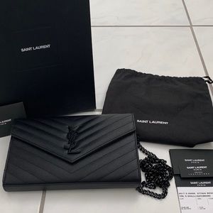 YSL Saint Laurent black Wallet on Chain